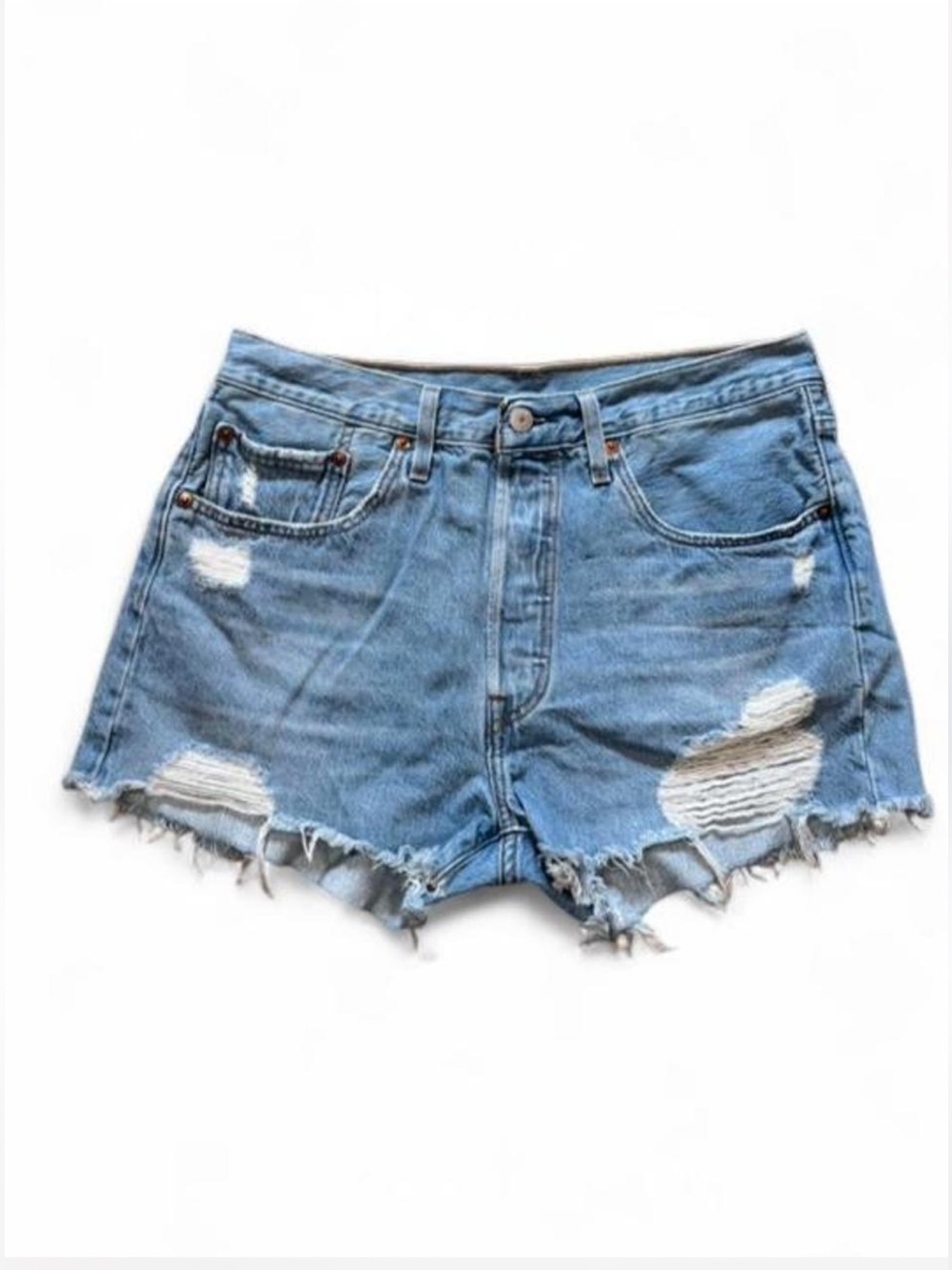 Levi's Light Blue Ripped Denim Cutoff Shorts